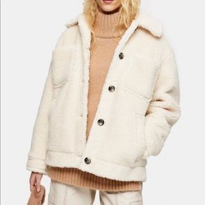 Topshop cream teddy borg coat